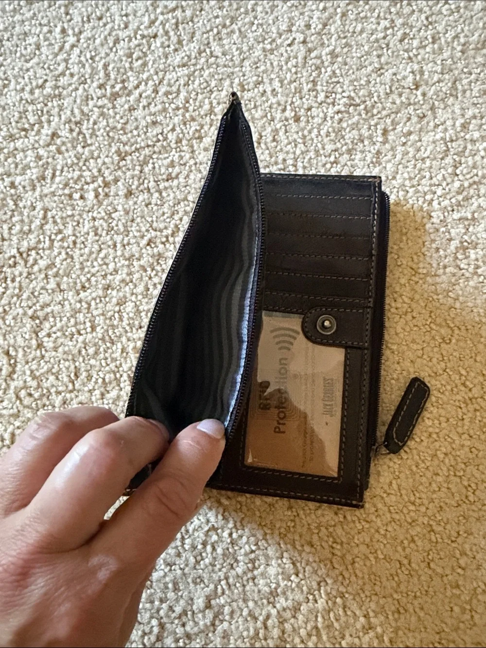 Classic Black Leather Zip Wallet - Women's Accessory